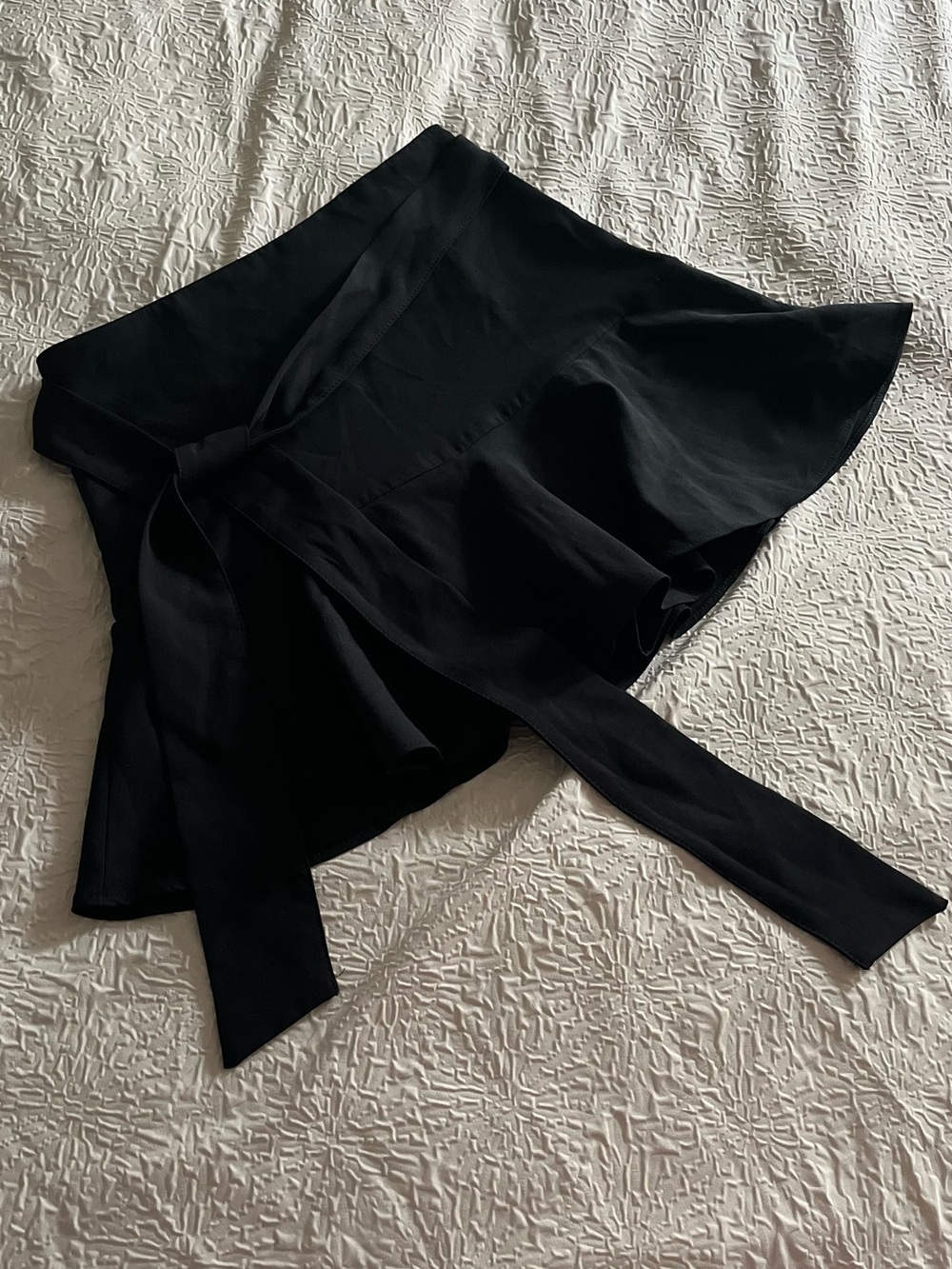 Zara Black Wrap Tie Mini Skirt